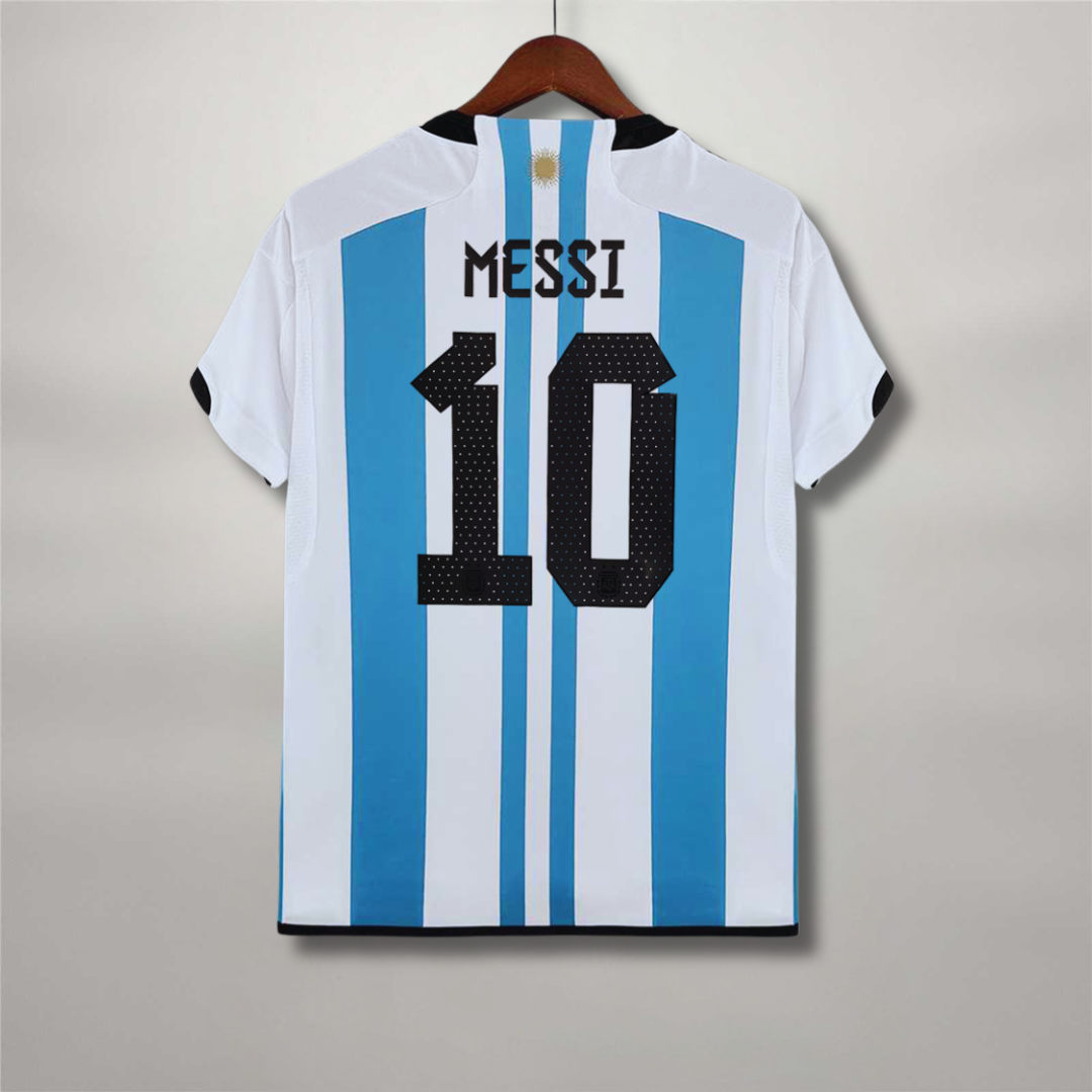 Messi Argentina Home Jersey 2022 World Cup Winners